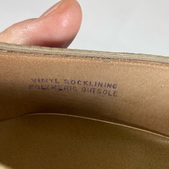 Vintage Brown and Gold Paradise Kitten Pointed Toe Kitten Heels - Picture 5 of 7